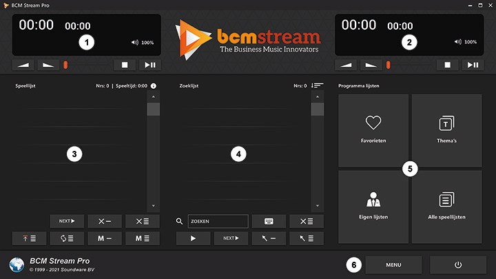 Hoofdscherm BCM Stream Pro